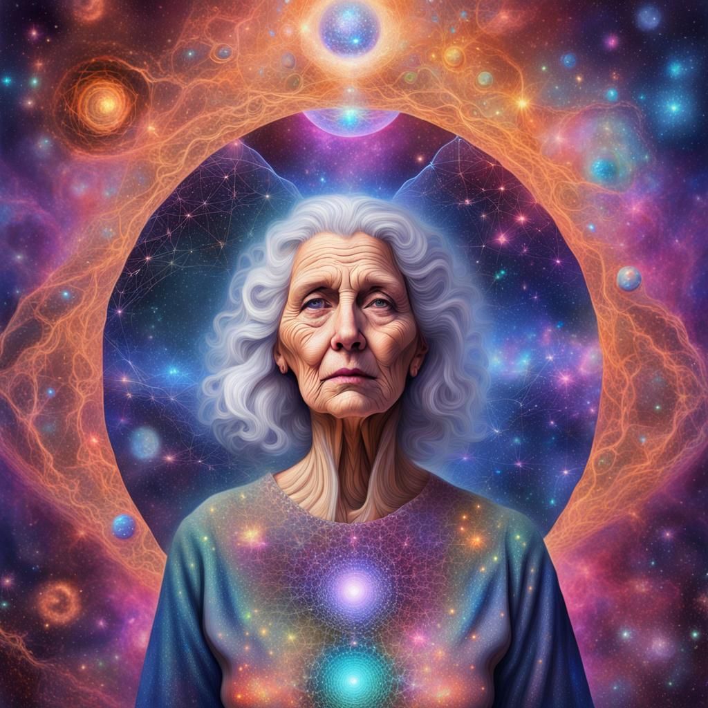 Cosmic Elder Woman Visitation: Holographic Astral Illustrati...