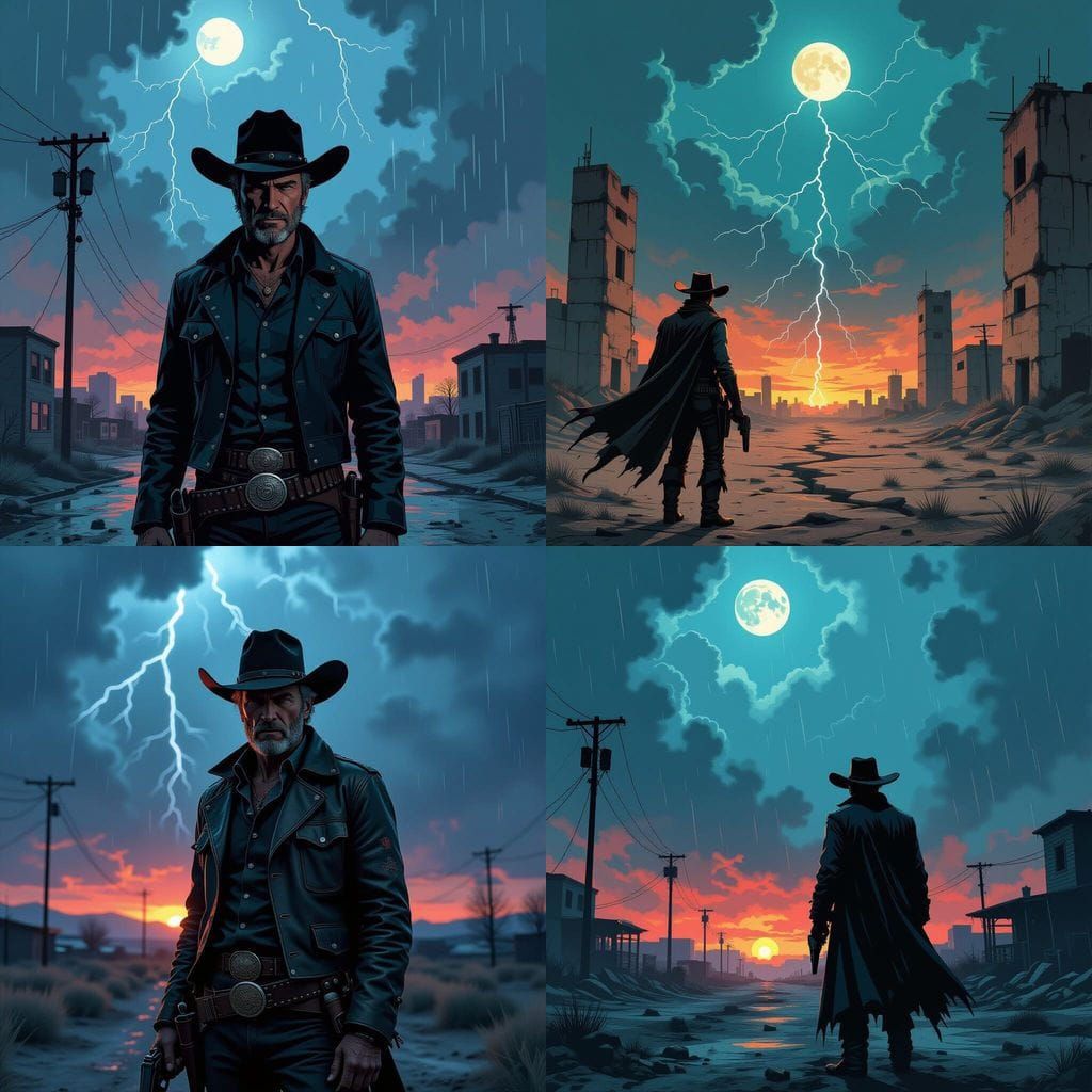 Clint Eastwood Cowboy in Dystopian Twilight Horror