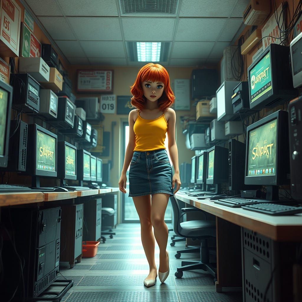 Young Woman Discovers the Truth in a Futuristic Cyberpunk Ci...