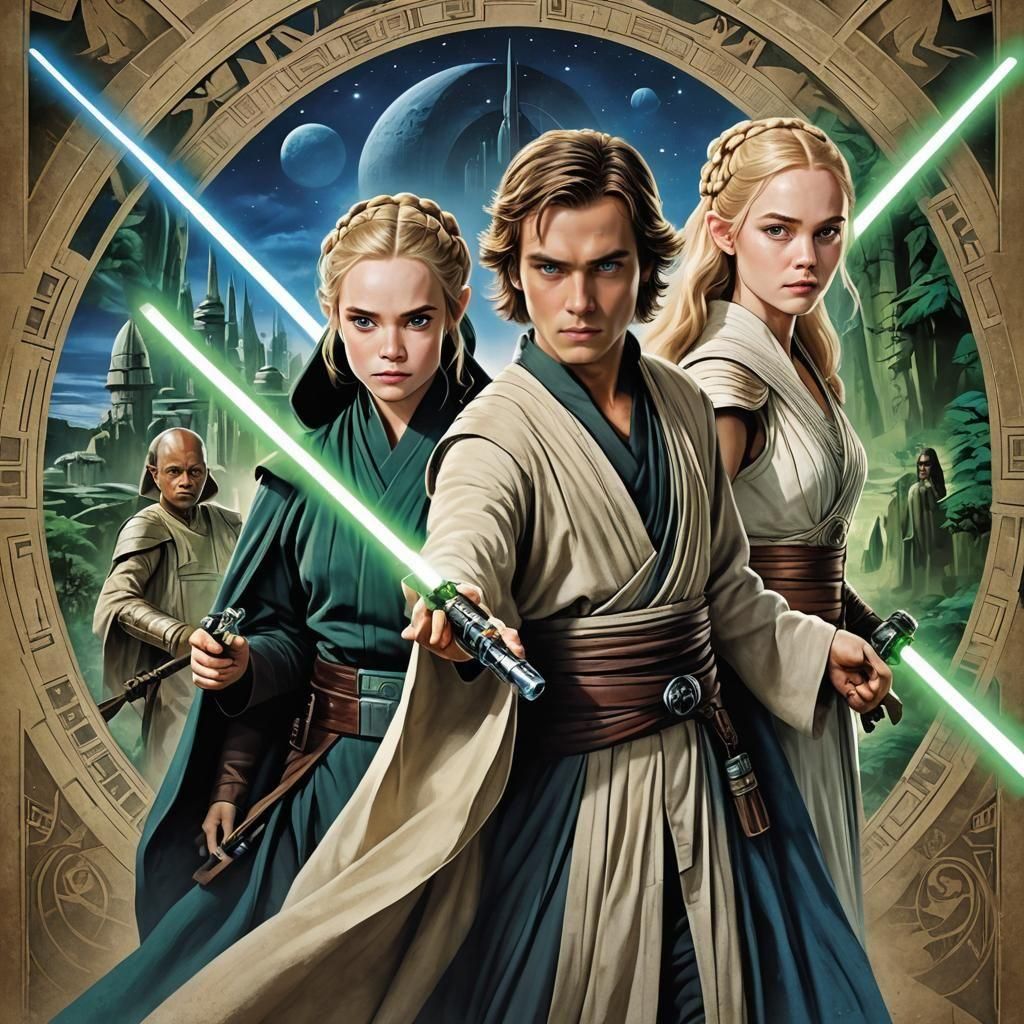 Star Wars Jedi Knight and Naboo Handmaiden Poster