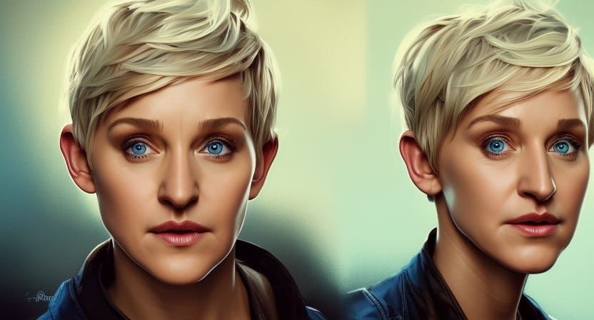 Celestial Ellen Degeneres Concept Art Portrait in Vibrant Tr...