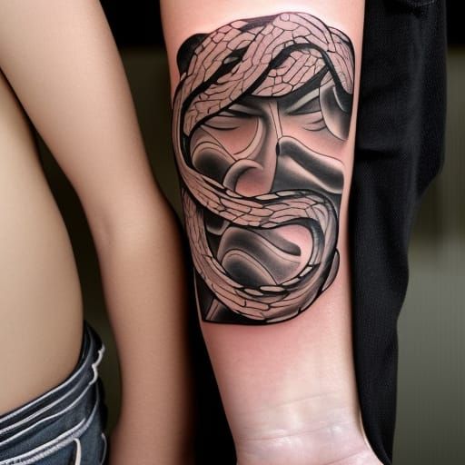 Adam and Eve Serpent Tattoo Design