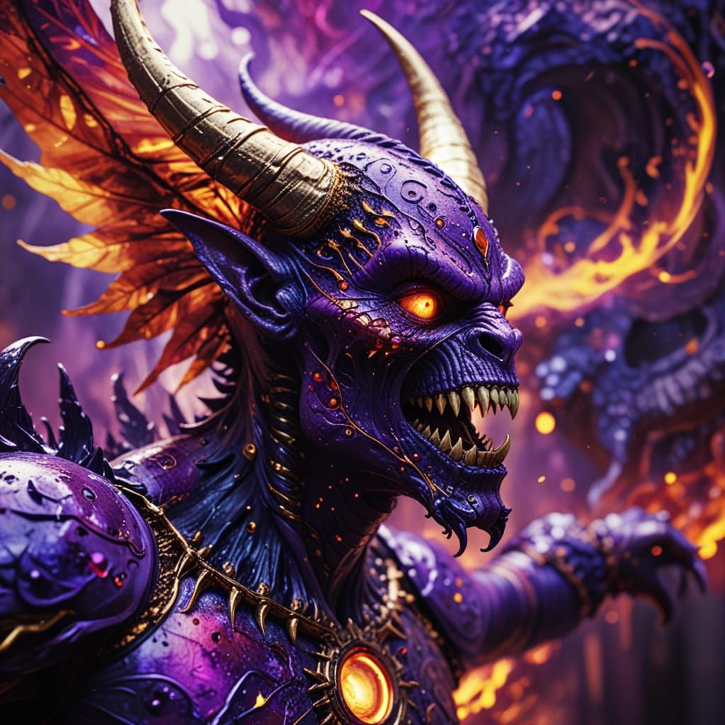 Flying Purple People Eater in Alcohol Ink Style