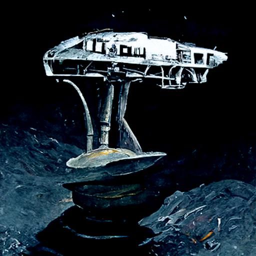 Retro Asteroid Mining Station as Oil Painting