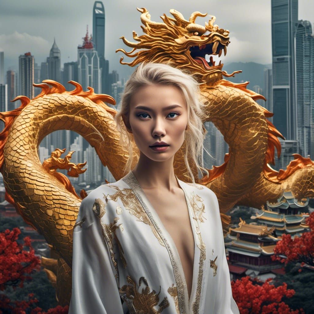East Meets West: Woman and Dragon in Hong Kong
