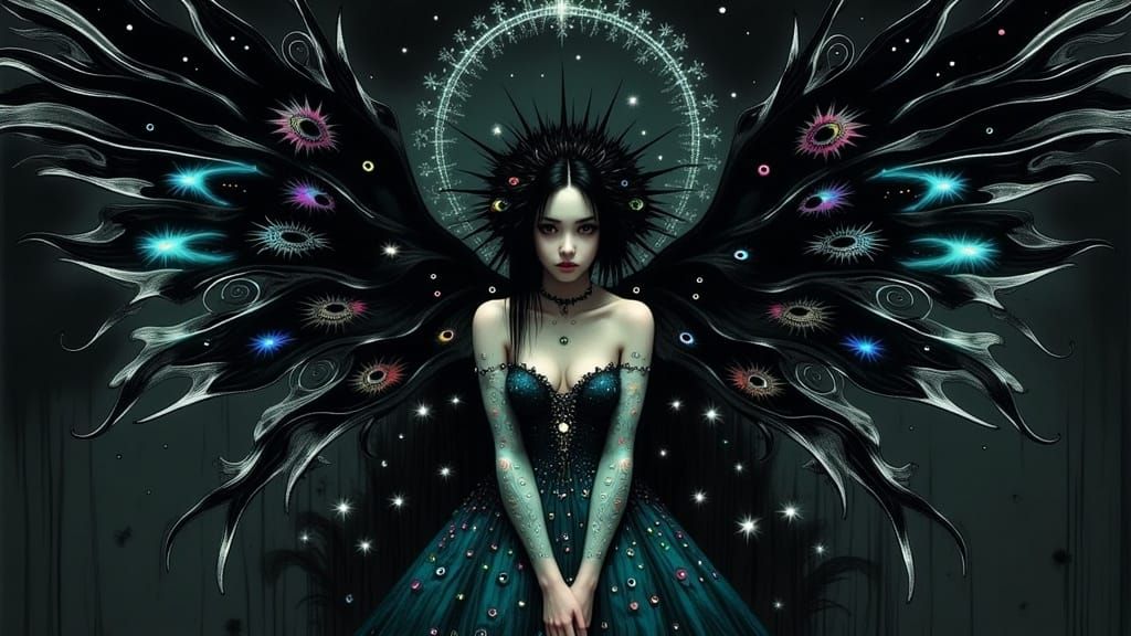 Victorian Goth Pixie in Dark, Ethereal Beauty