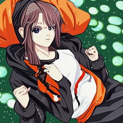 Anime Gamer Girl Portrait in Art Nouveau Style