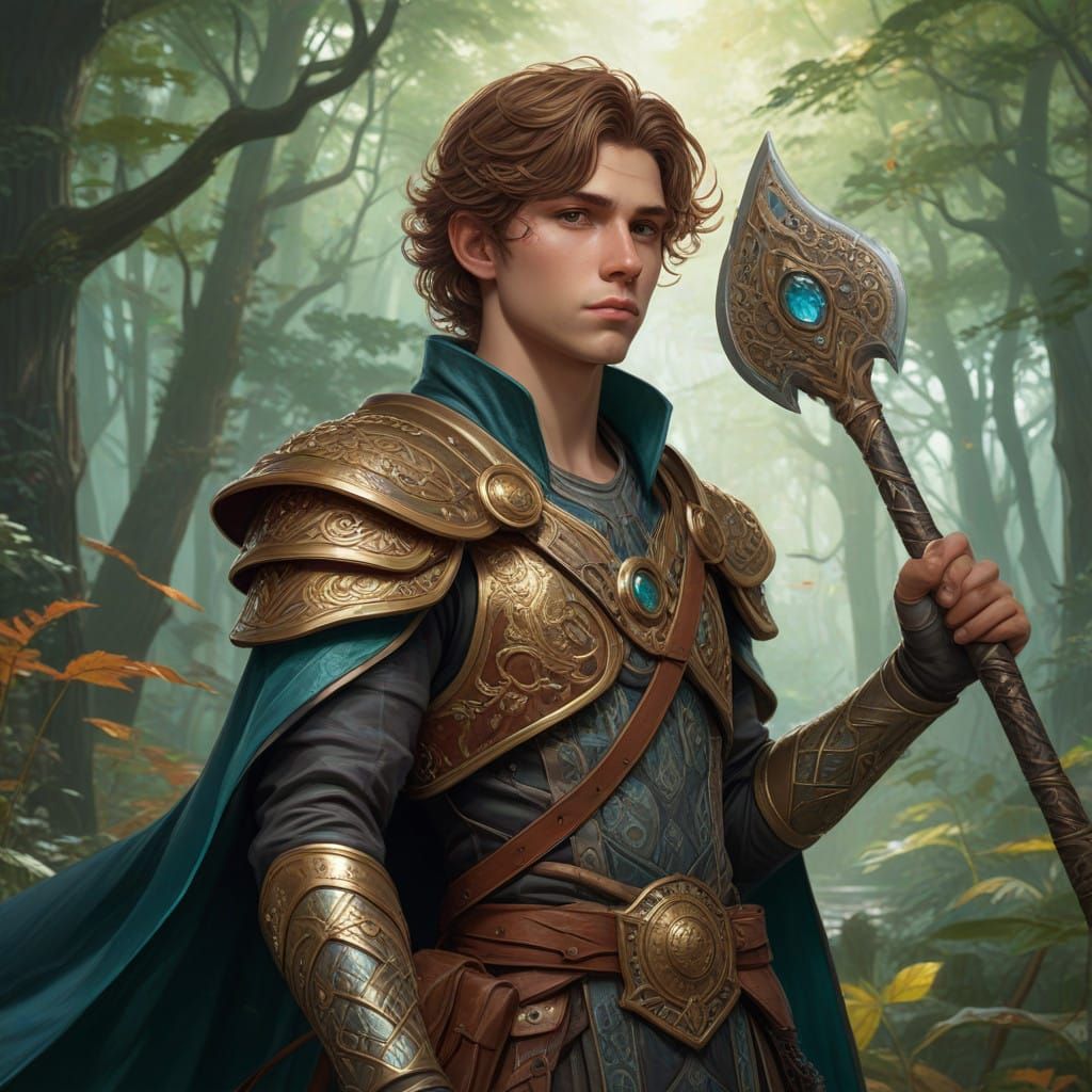 Fantastical Warrior in Mystical Forest