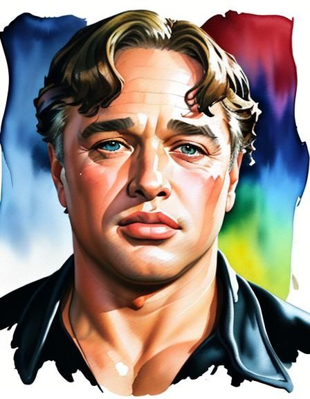 Marlon Brando Portrait in Gouache Style