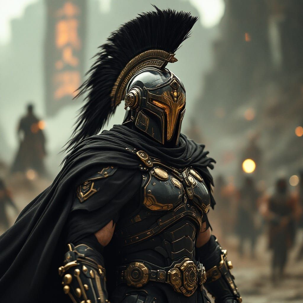 Epic Spartan Warrior in Futuristic Armor