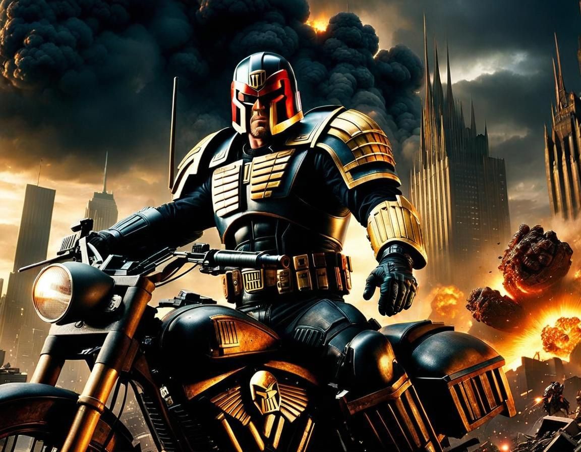 Judge Dredd in Apocalyptic Action Scene
