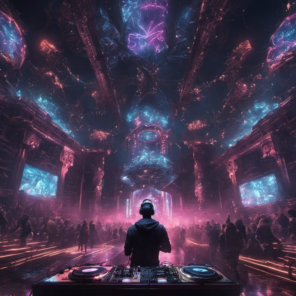 Dynamic Rave DJ Show in City Center