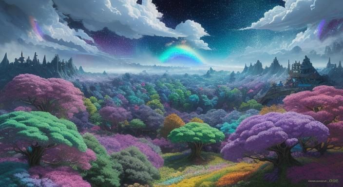 Truffula trees forest view from above