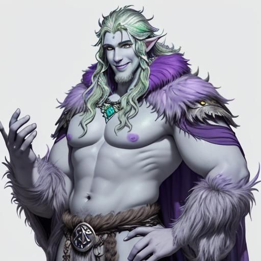 Fey Giant Druid with Colorful Fur Streaks