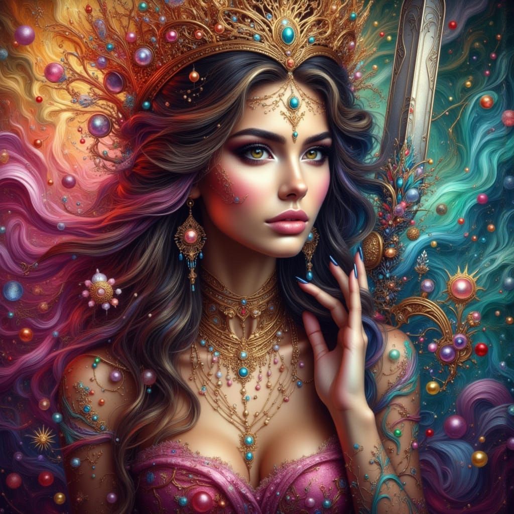 Queen of Swords: Hyperrealistic Card Art