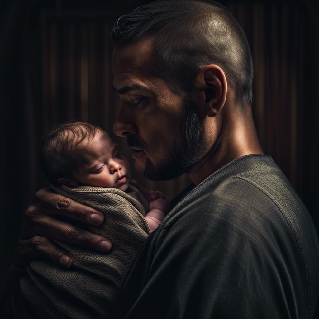 Newborn's First Embrace: A Hyperrealistic Portrait