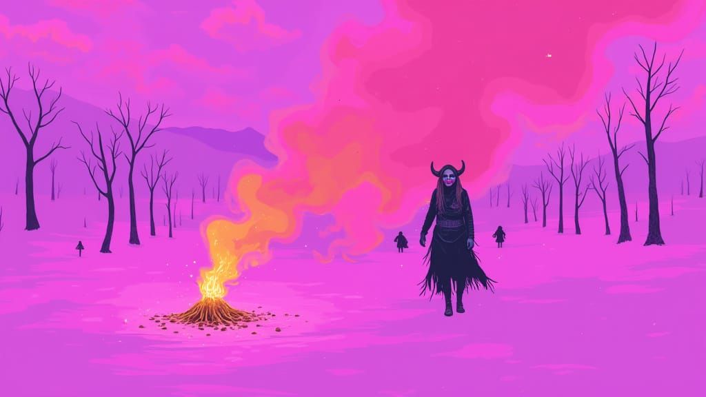 Wild Shaman in Surreal Ritualistic Landscape