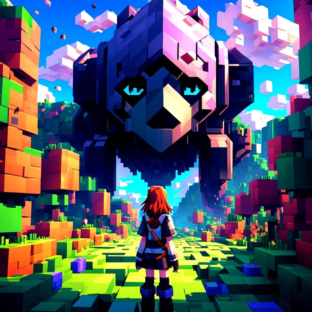 Anime Girl in Minecraft Style