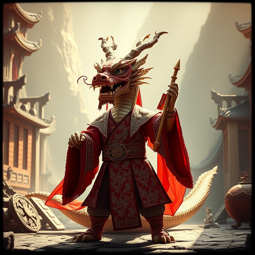 Dragon Psion in Fantasy Realm, Cinematic Film Still