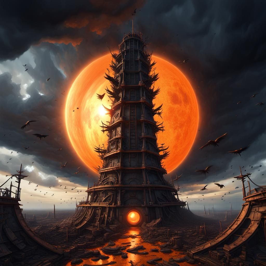 Giant Metal Tower at Sunset: Unreal Engine Art