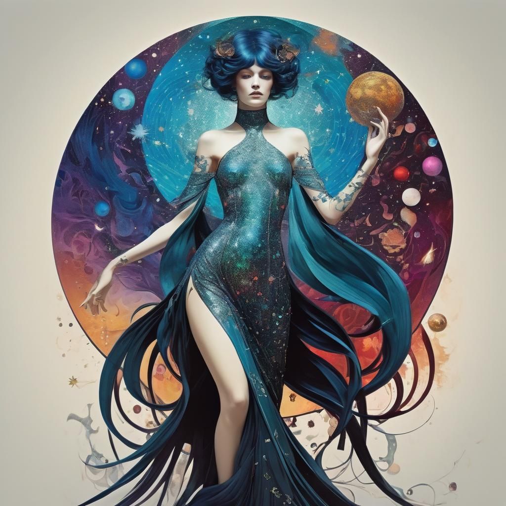 Beautiful Woman in Aubrey Beardsley Style