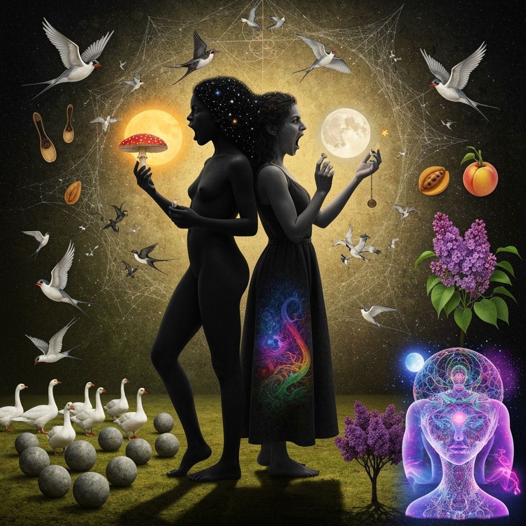 Cosmic Goddess and Alchemist in Surreal Dreamscape