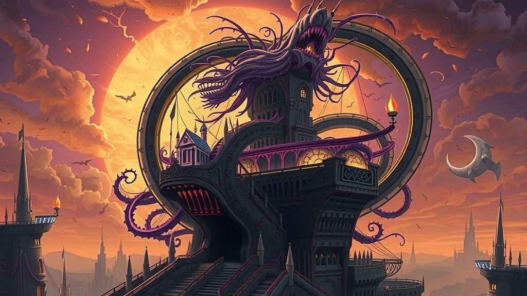 Surreal Apocalypse City Teeters on Burning Lava Edge