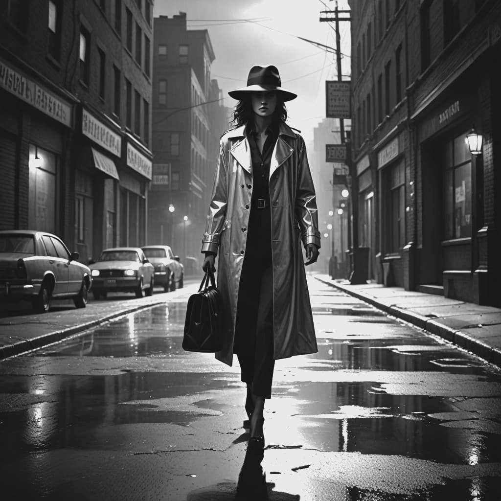 Mysterious Woman in Silver and Black Attire