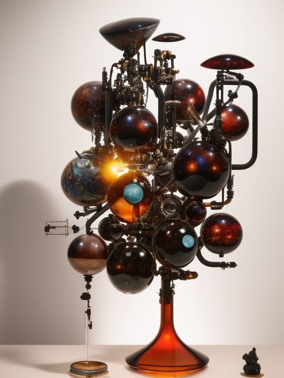 Abstract Fluid Cosmos in Translucent Venetian Glass