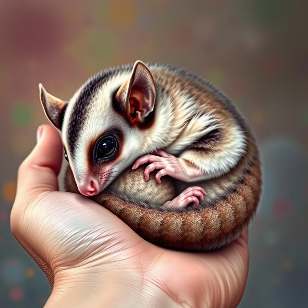 Realistic Sugar Glider in Palm of Hand