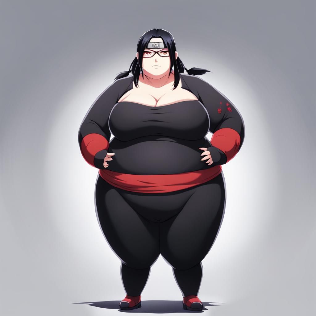 Obese Sarada Uchiha in Anime Key Visual Style