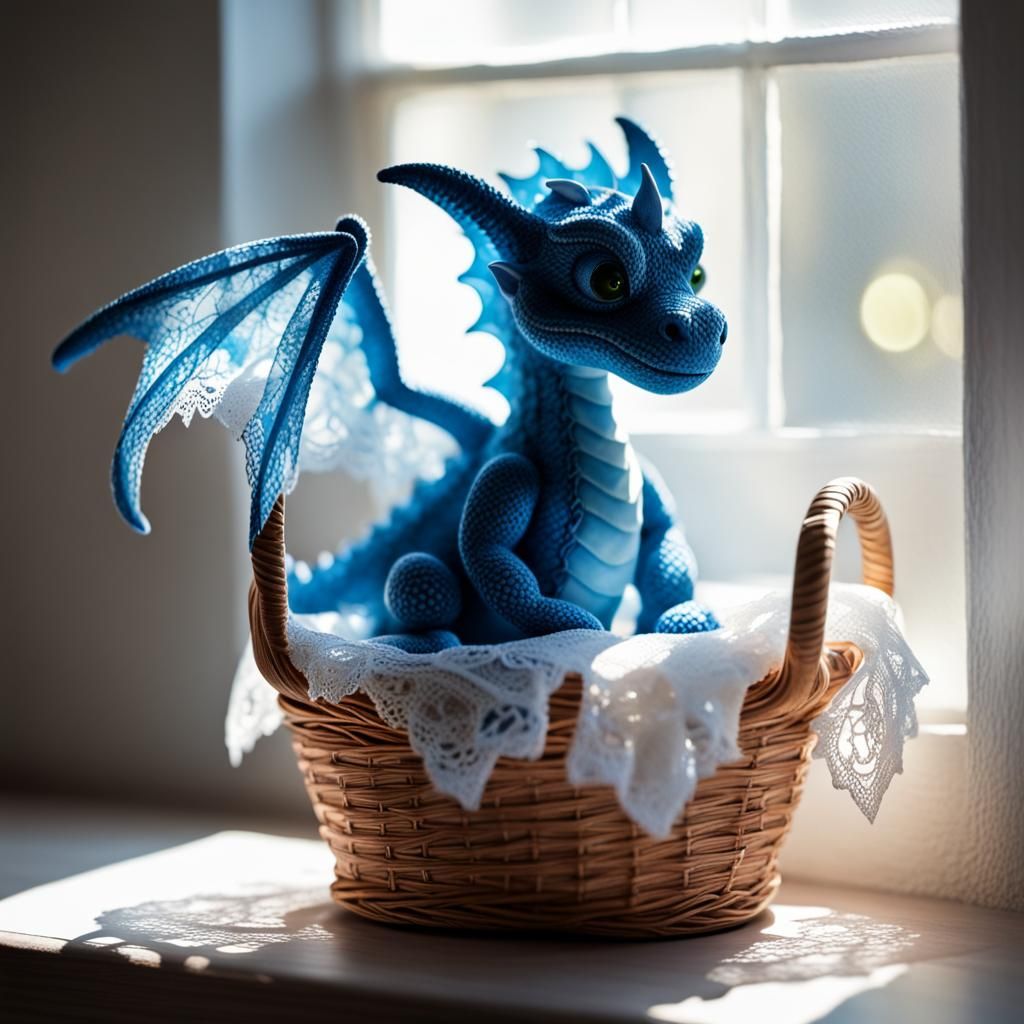 Blue Lace Dragon in Sunlit Basket