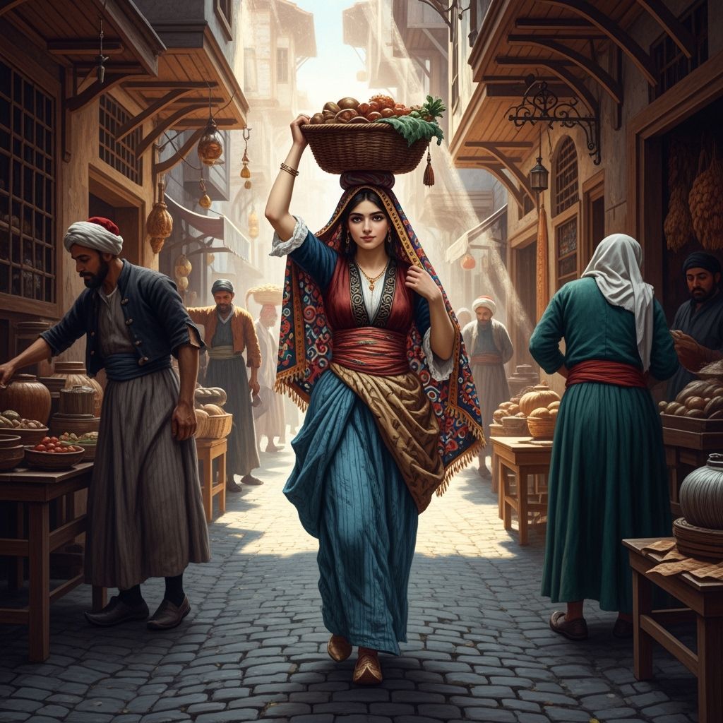 Ottoman Woman in 17th Century Istanbul Street Scene
