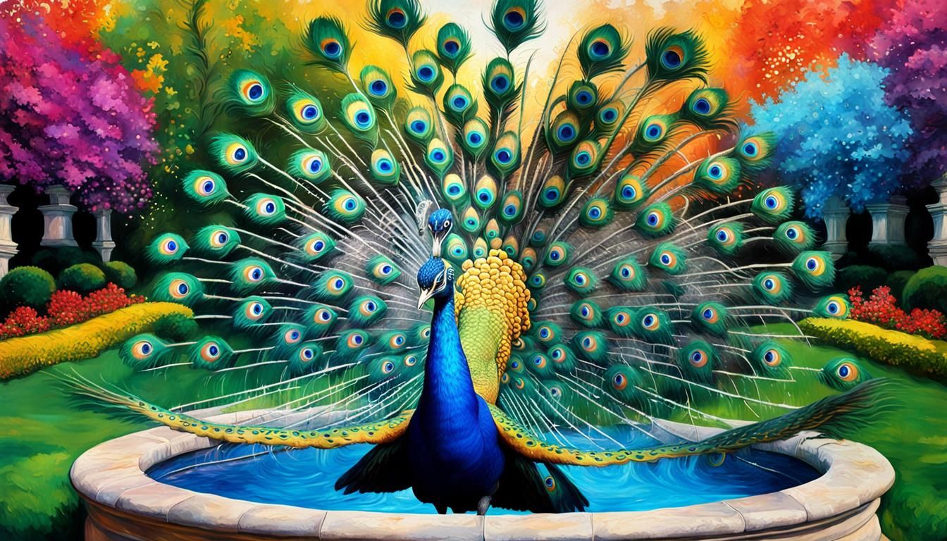 Renaissance Garden with Peacocks in Hyperrealistic Style