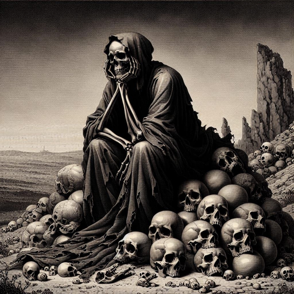 Melancholy Grim Reaper in Gothic Style