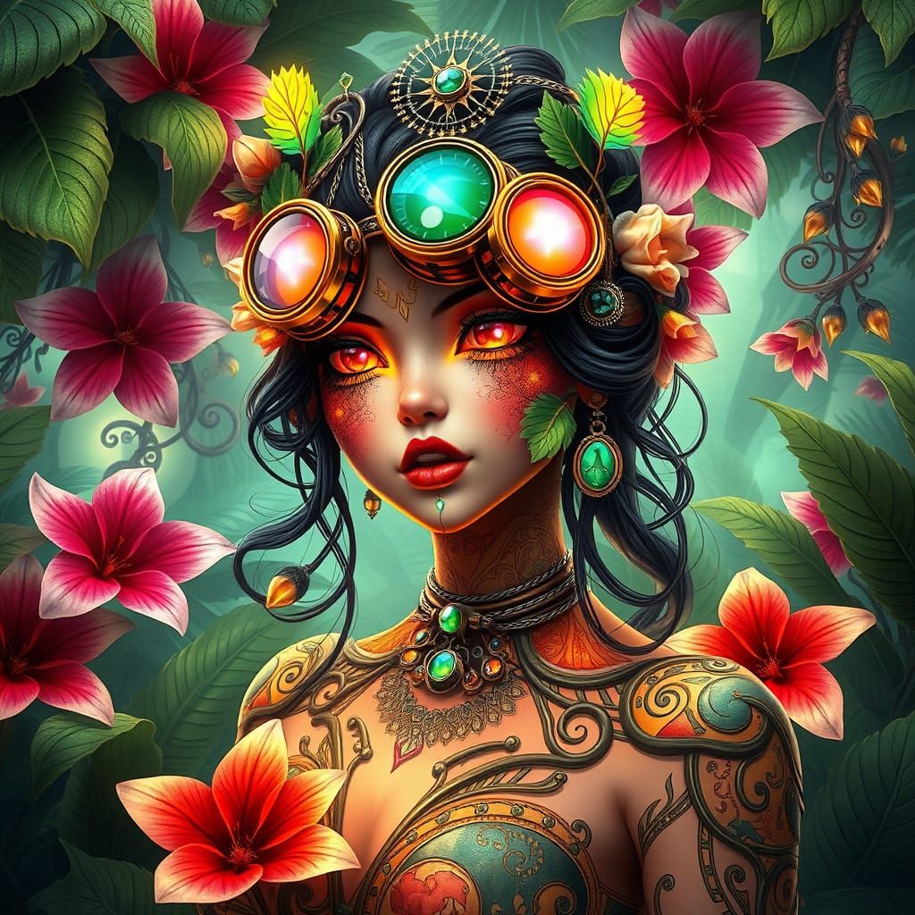 Steampunk Cyber Fantasy Tropical Wonder Girl