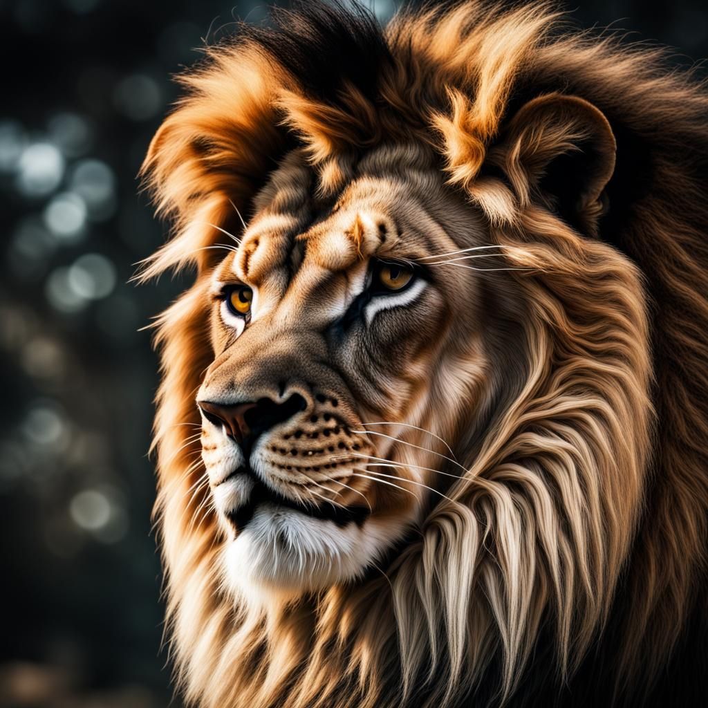 Hyperrealistic King Lion Portrait in HDR