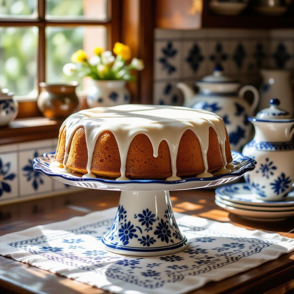 Elegant Tres Leches Cake on Talavera Stand, Vogue México