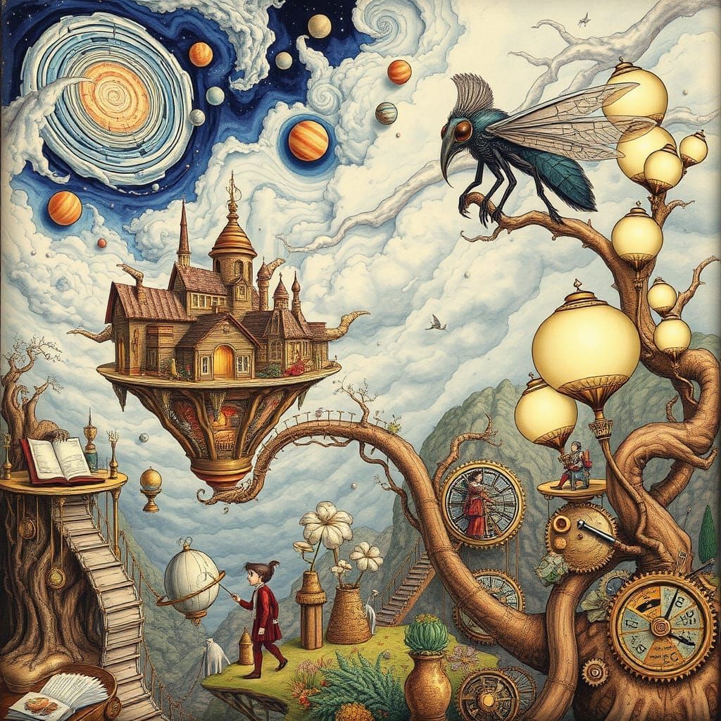 Surreal Alien Ecosystem Inspired by Codex Seraphinianus