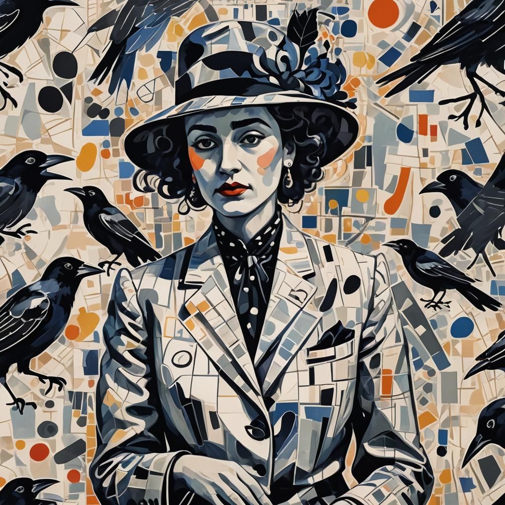 Jazz Scene with Woman Playing Saxophone, in Matisse Style