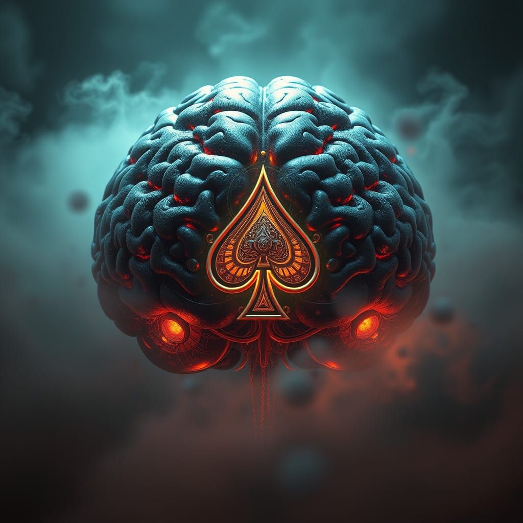 alien brain with a spade logo