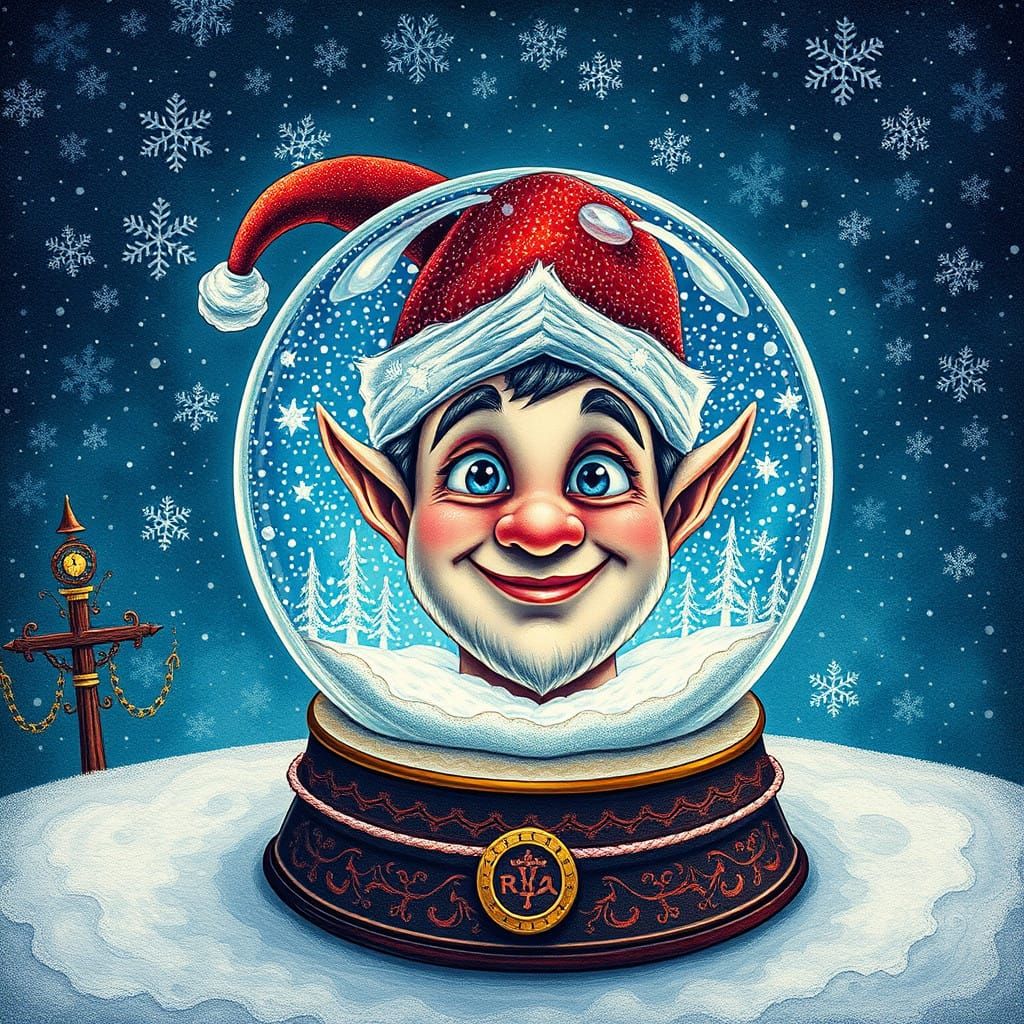 Surreal Christmas Wonderland in Pointillist Splendor