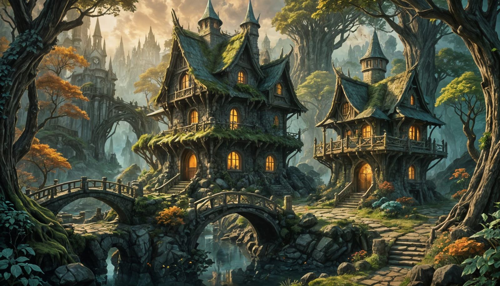Elven Cottage in Whimsical Fantasy Realm
