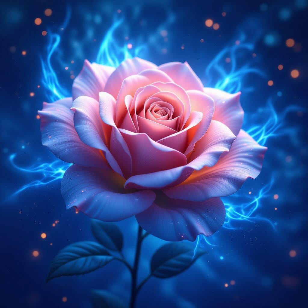 Cosmic Rose of Galaxies and Blue Fire