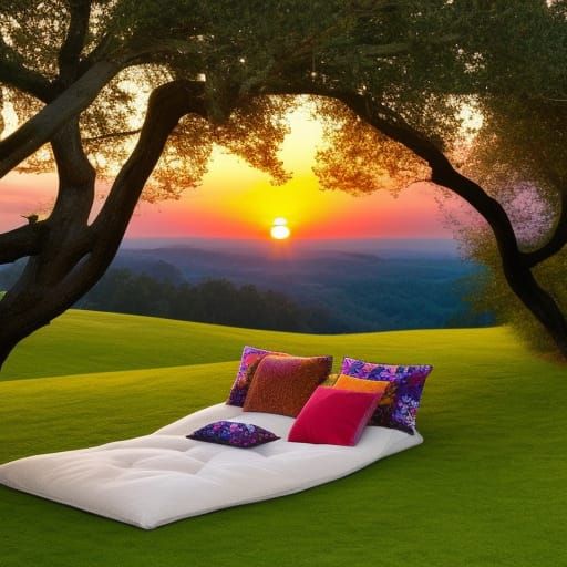 Cozy Reading Nook in Dreamlike Sunset