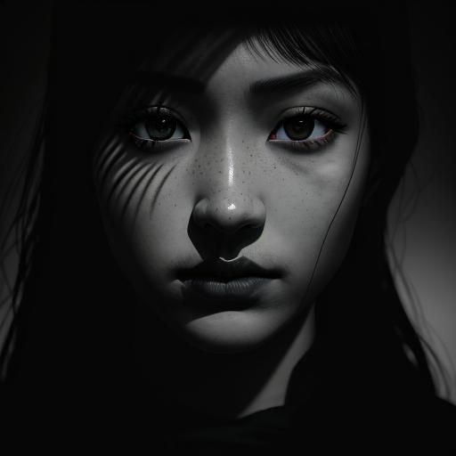 Mystical Shadow Silhouette Portrait in Minimalist Style