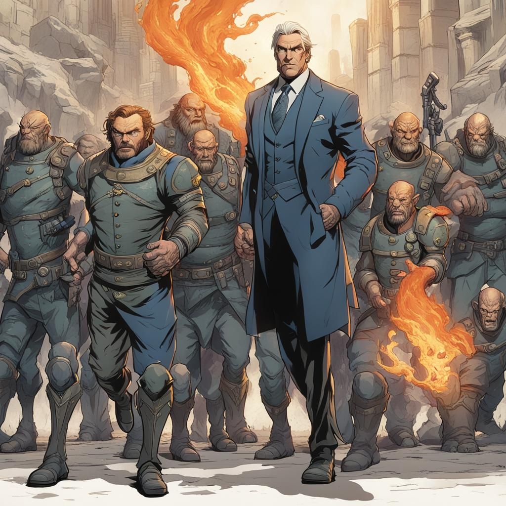 Fire Genasi with Halfling Security Detail