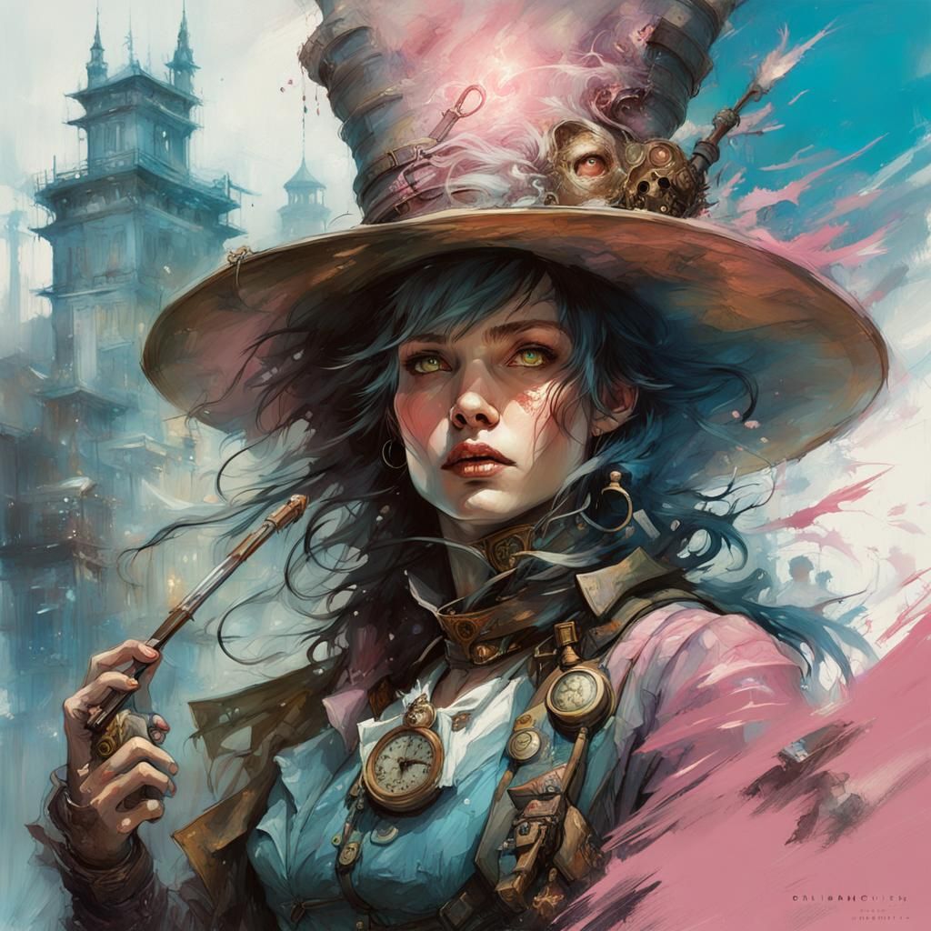 Steampunk Witch at Highland Games: Digital Airbrush Art