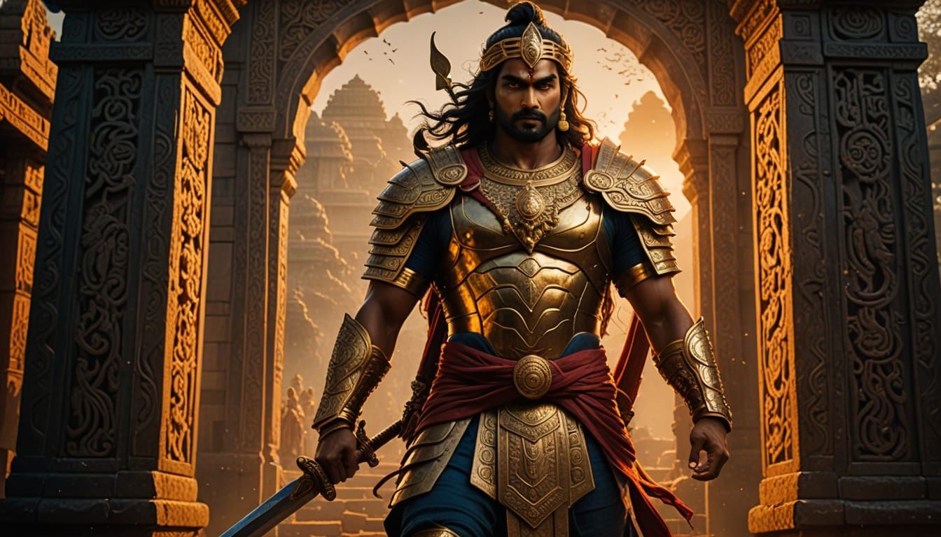 Epic Warrior Enters Satyuga in Vibrant Cinematic Art