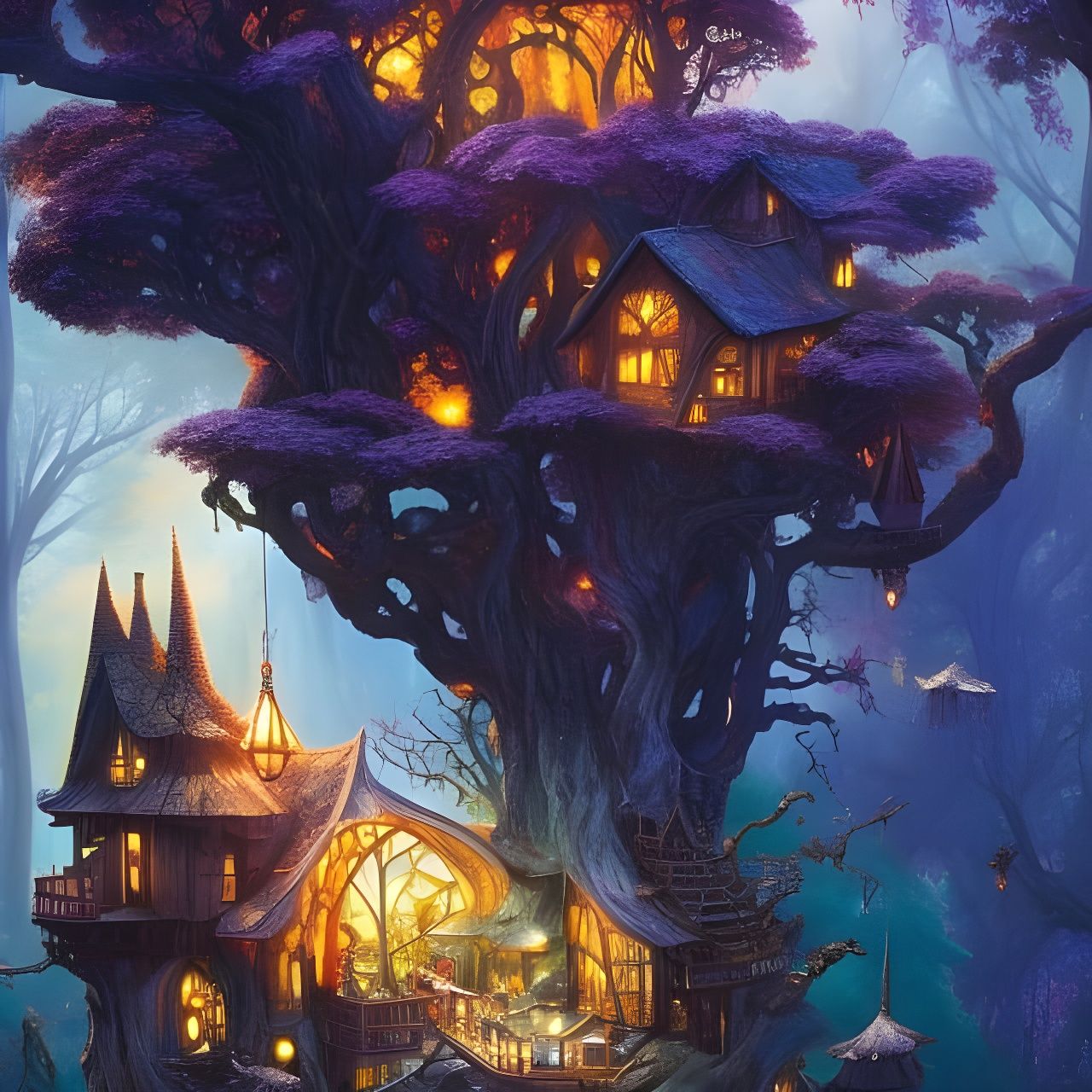 Fairytale Treehouse Village in Expressionistic Style